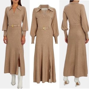 Nicholas Katya sweater knit cotton wool maxi dress Oatmeal tan beige sz S